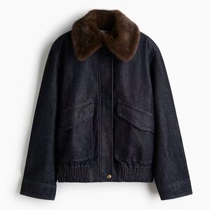 Sold out, H&M fluffy collar denim jacket M